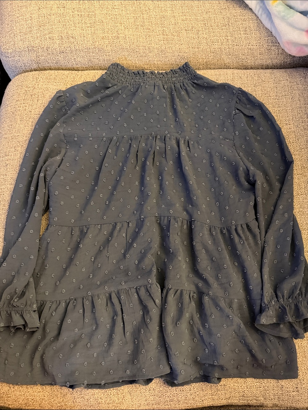 Monteau Slate Blue Tiered Long-Sleeve Tunic